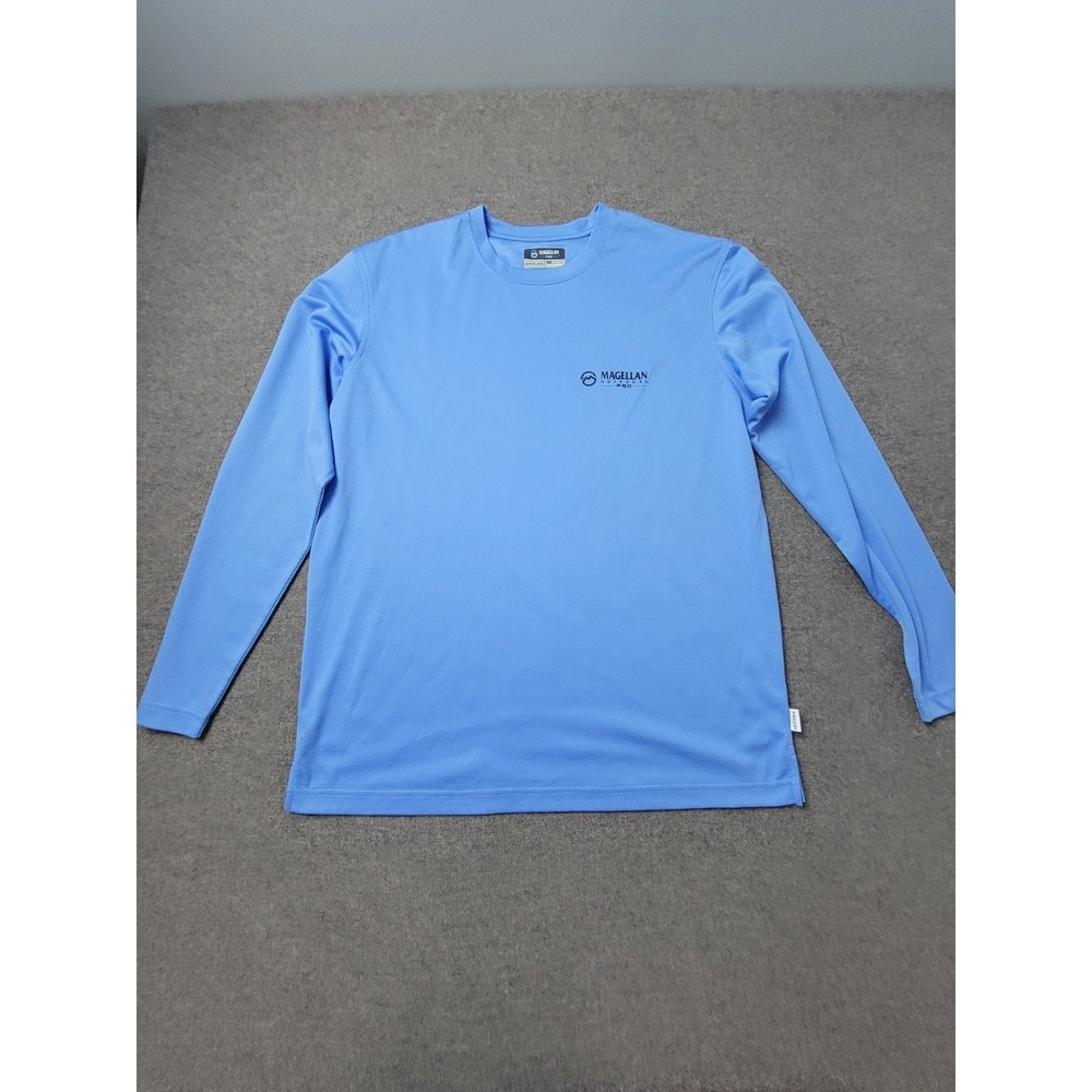Magellan Outdoors Pro Angler Fishing Shirt Mens M Blue‎ Mesh Lined Classic Fit